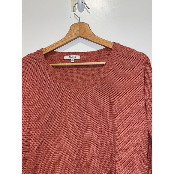 Madewell Dark Orange Long Sleeves Waffle knit Pullover Sweater Women's Size XS - Picture 3 of 9